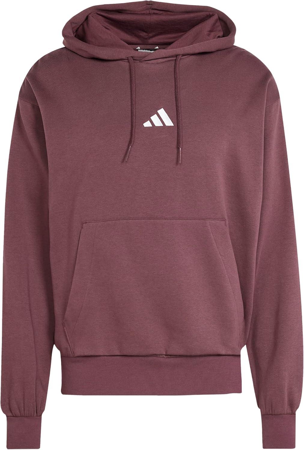 imageadidas Mens Essentials Feel Cozy Fleece Hoodie SweatshirtAurora RubyWhite