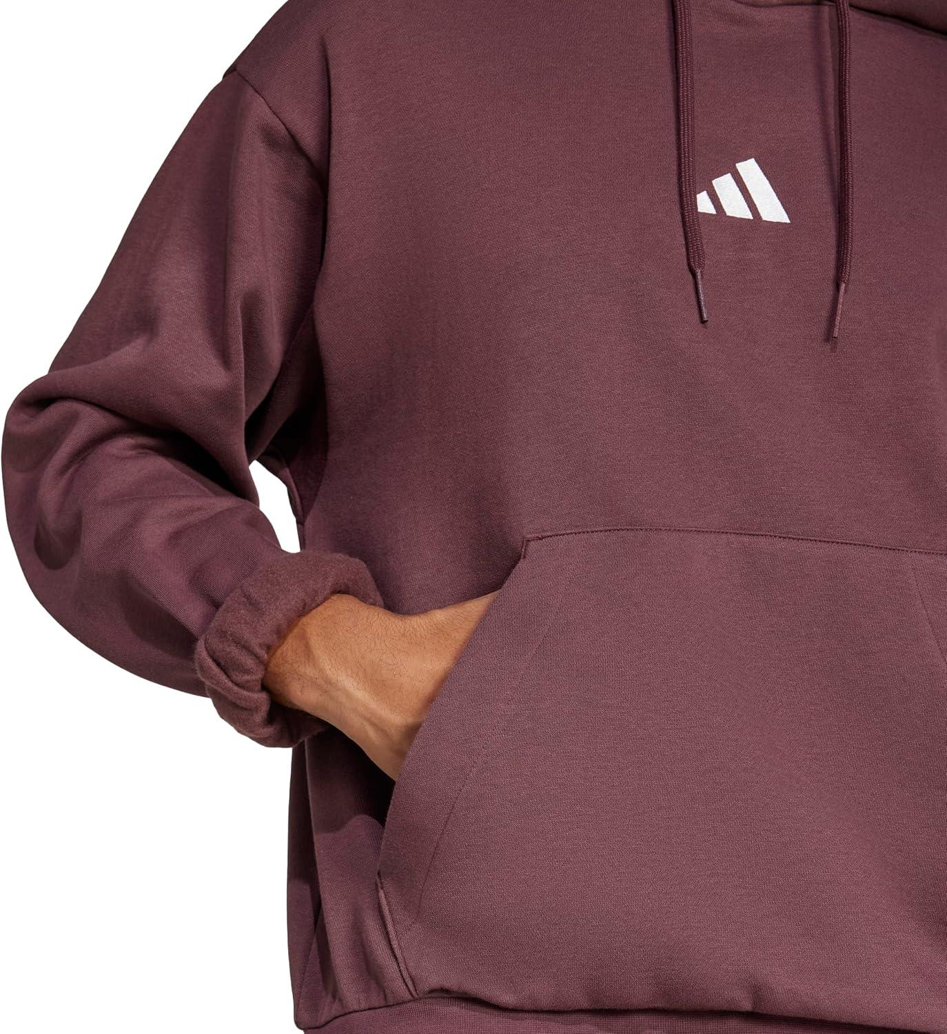 imageadidas Mens Essentials Feel Cozy Fleece Hoodie SweatshirtAurora RubyWhite