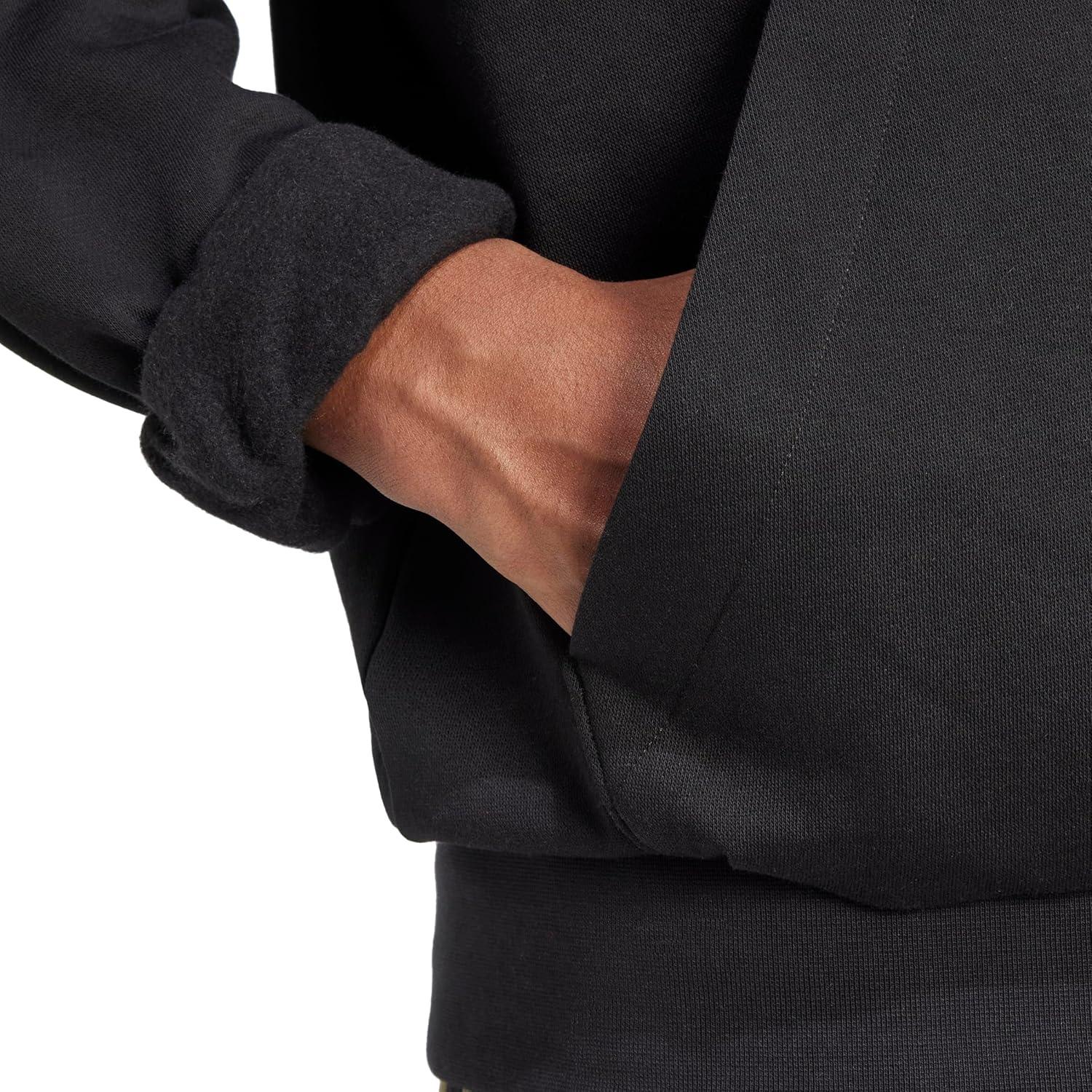 imageadidas Mens Essentials Feel Cozy Fleece Hoodie SweatshirtBlackWhite