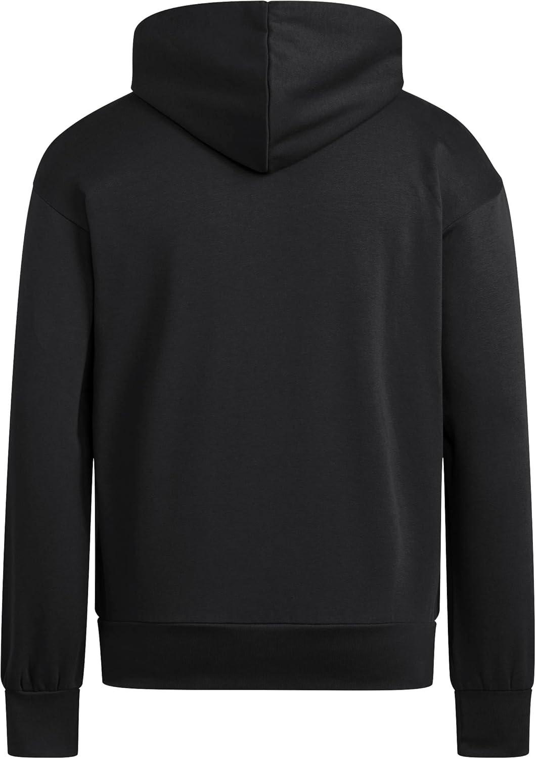 imageadidas Mens Essentials Feel Cozy Fleece Hoodie SweatshirtBlackWhite