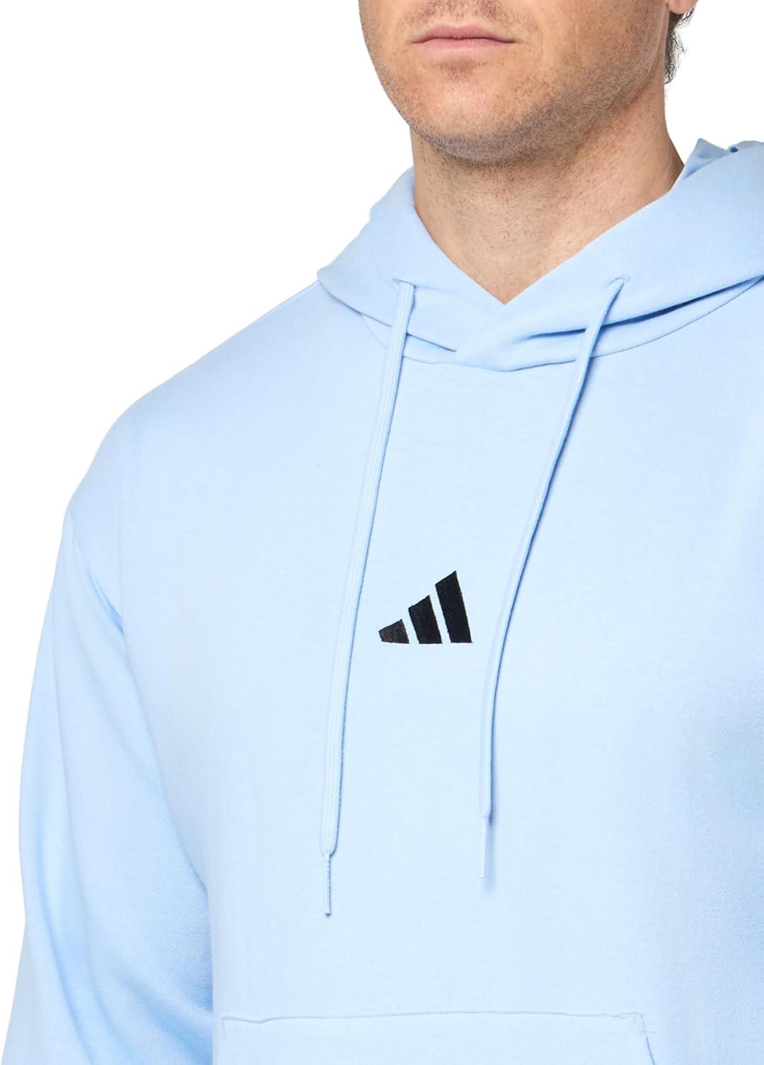 imageadidas Mens Essentials Feel Cozy Fleece Hoodie SweatshirtBlueBlack