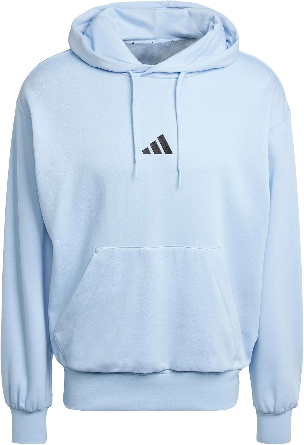 imageadidas Mens Essentials Feel Cozy Fleece Hoodie SweatshirtBlueBlack