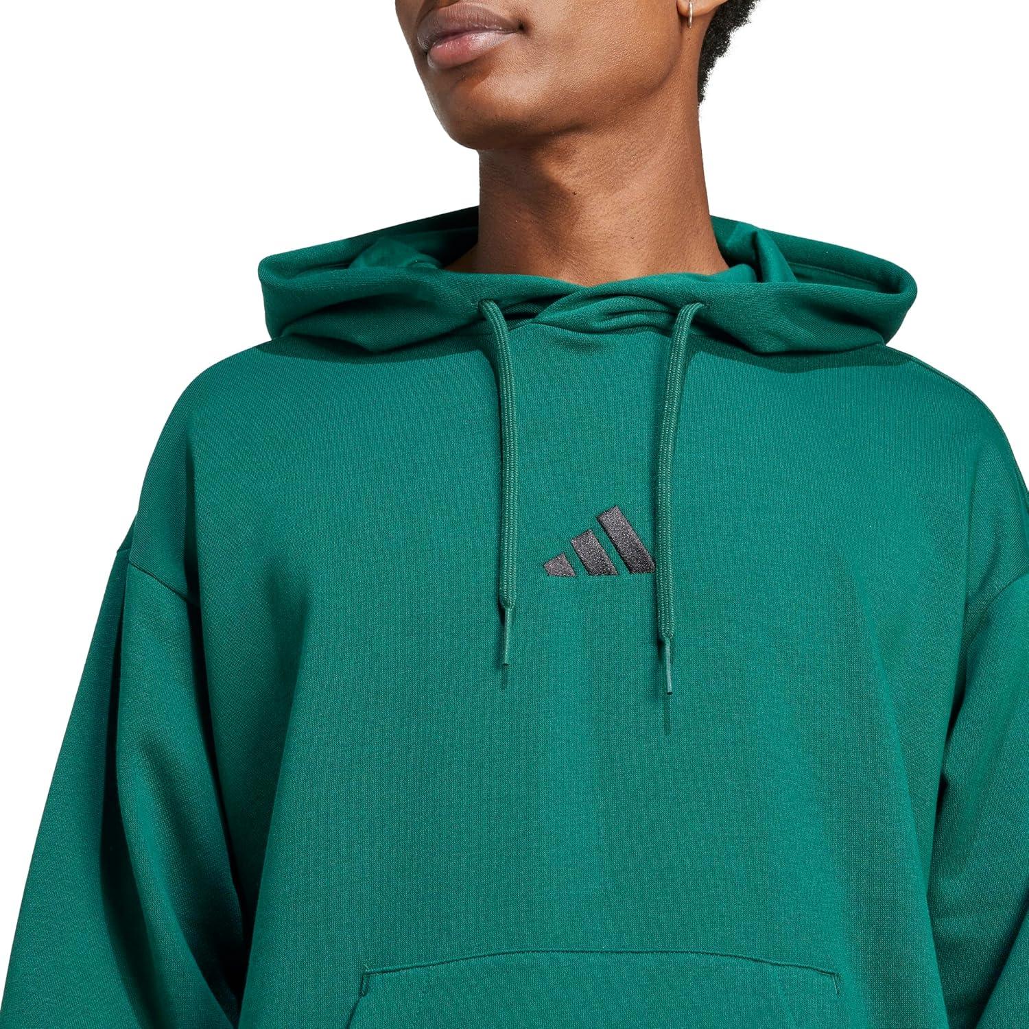 imageadidas Mens Essentials Feel Cozy Fleece Hoodie SweatshirtCollegiate GreenBlack