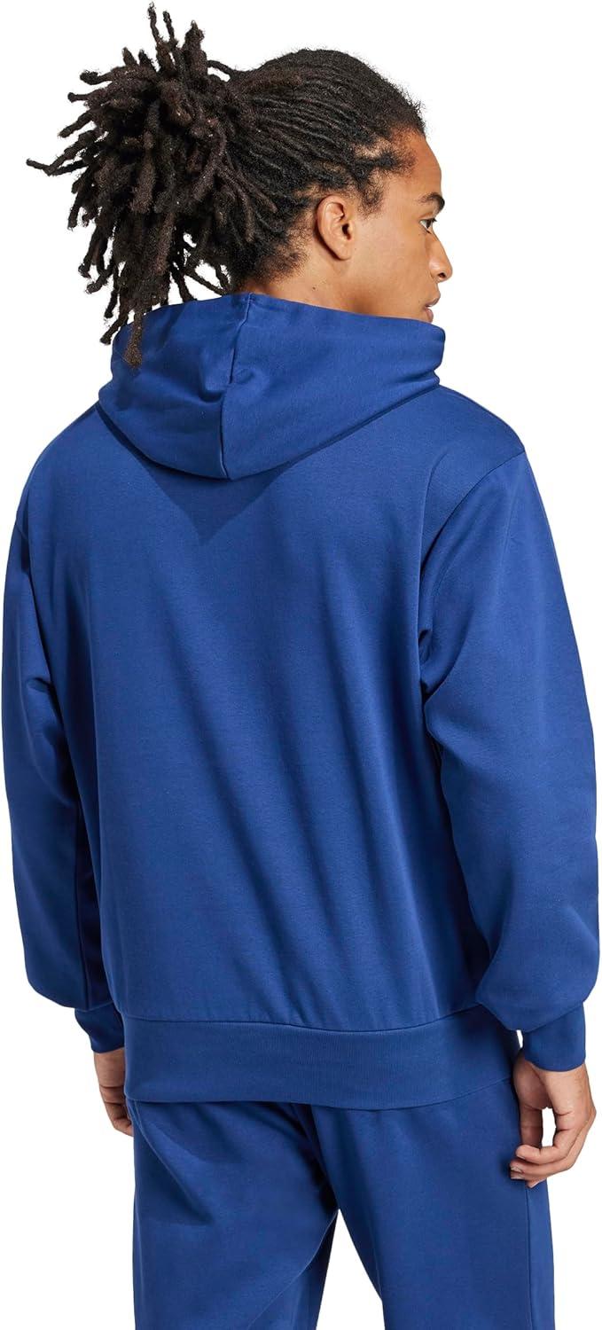 imageadidas Mens Essentials Feel Cozy Fleece Hoodie SweatshirtDark BlueWhite