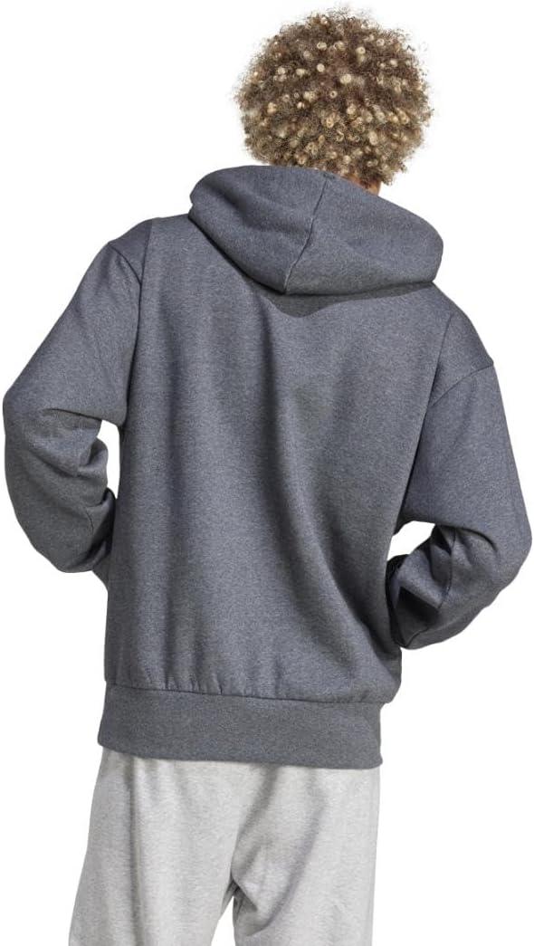 imageadidas Mens Essentials Feel Cozy Fleece Hoodie SweatshirtDark Grey HeatherBlack