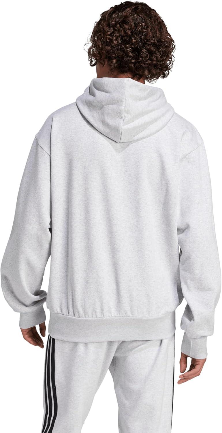 imageadidas Mens Essentials Feel Cozy Fleece Hoodie SweatshirtLight Grey HeatherBlack
