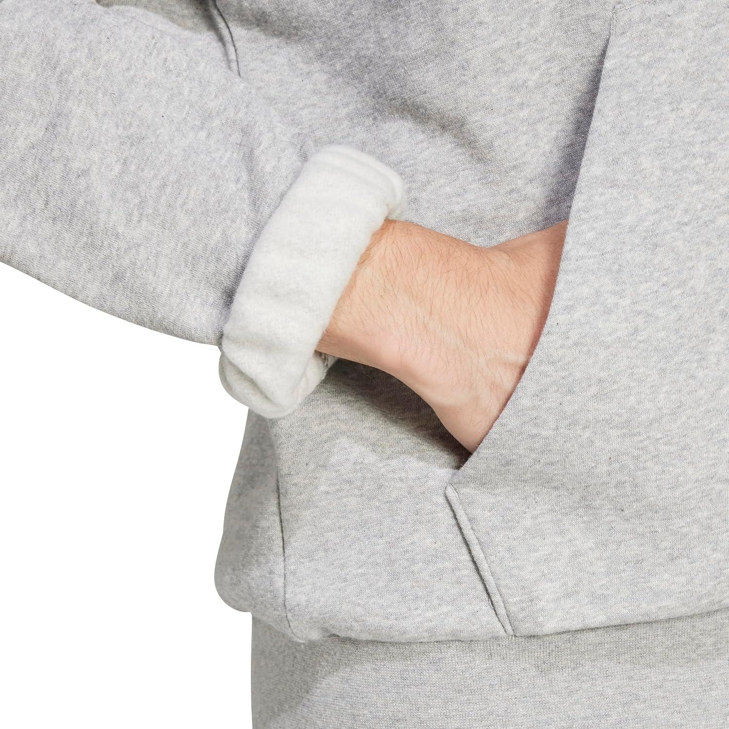 imageadidas Mens Essentials Feel Cozy Fleece Hoodie SweatshirtMedium Grey HeatherBlack