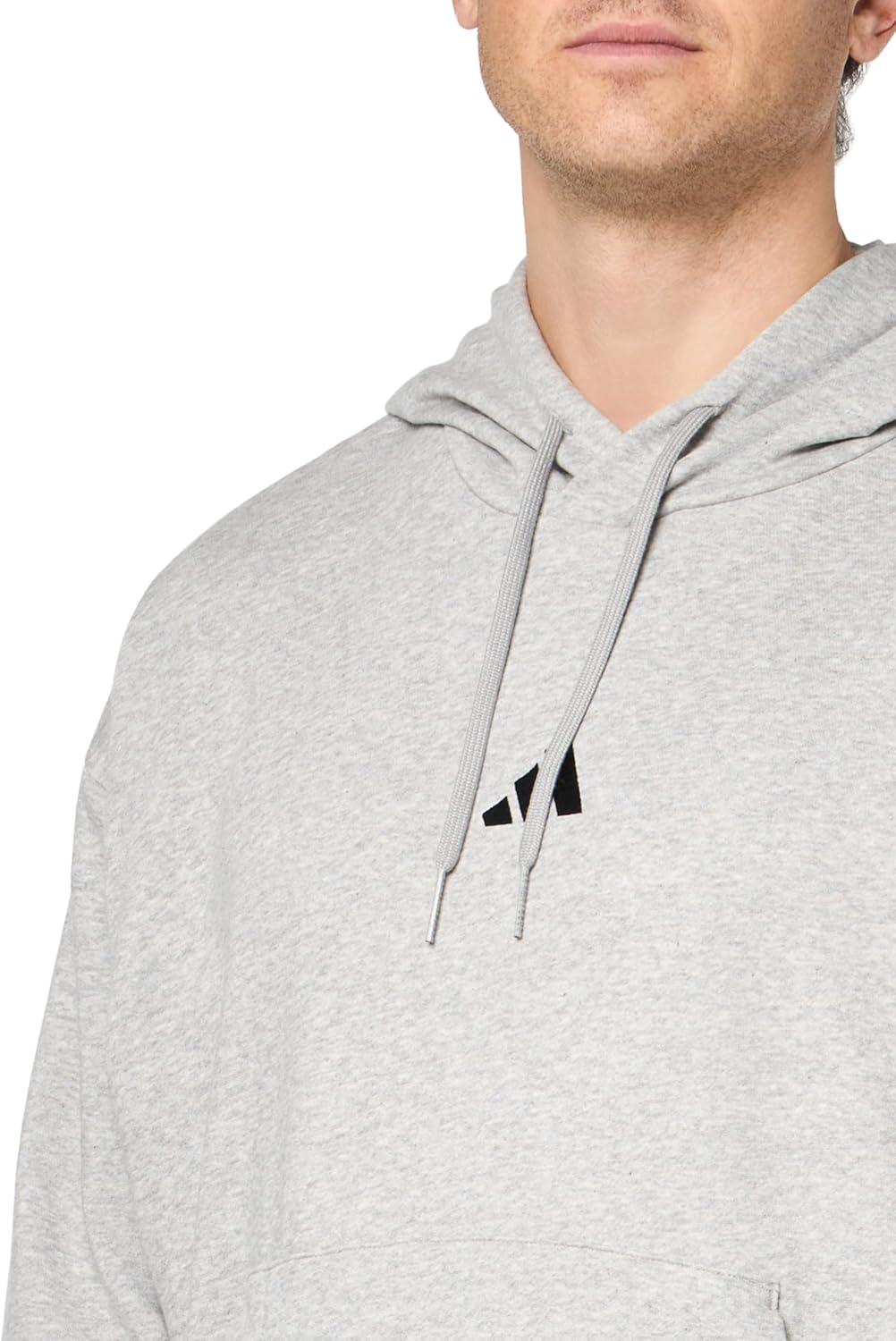 imageadidas Mens Essentials Feel Cozy Fleece Hoodie SweatshirtMedium Grey HeatherBlack
