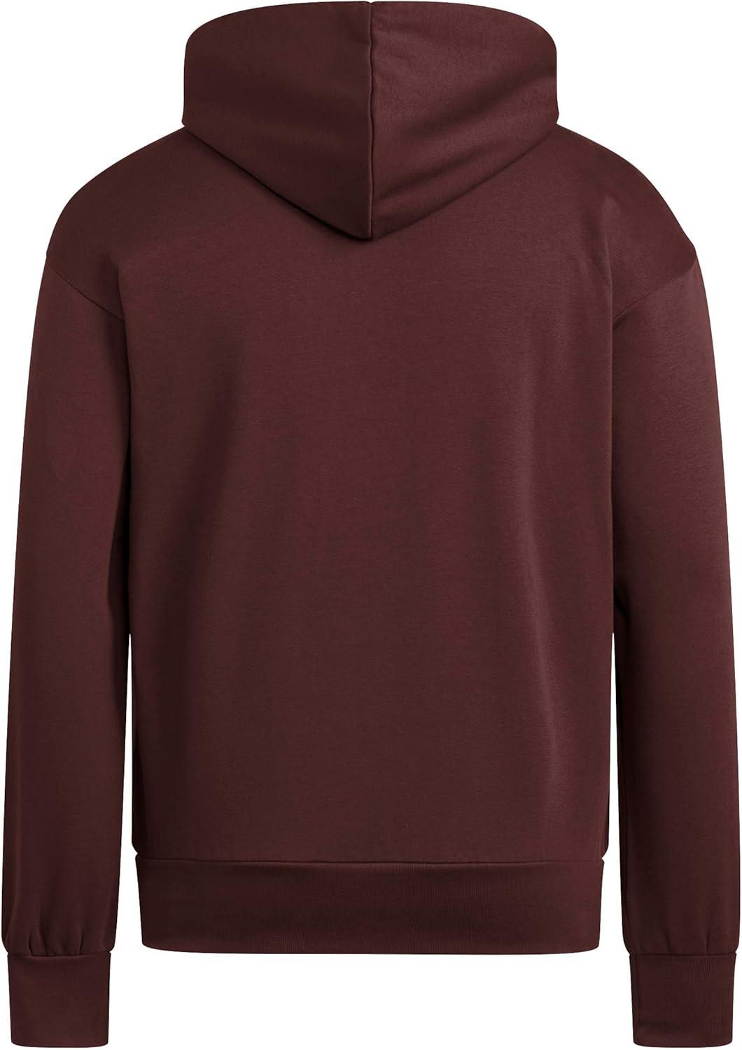 imageadidas Mens Essentials Feel Cozy Fleece Hoodie SweatshirtShadow BrownBlack