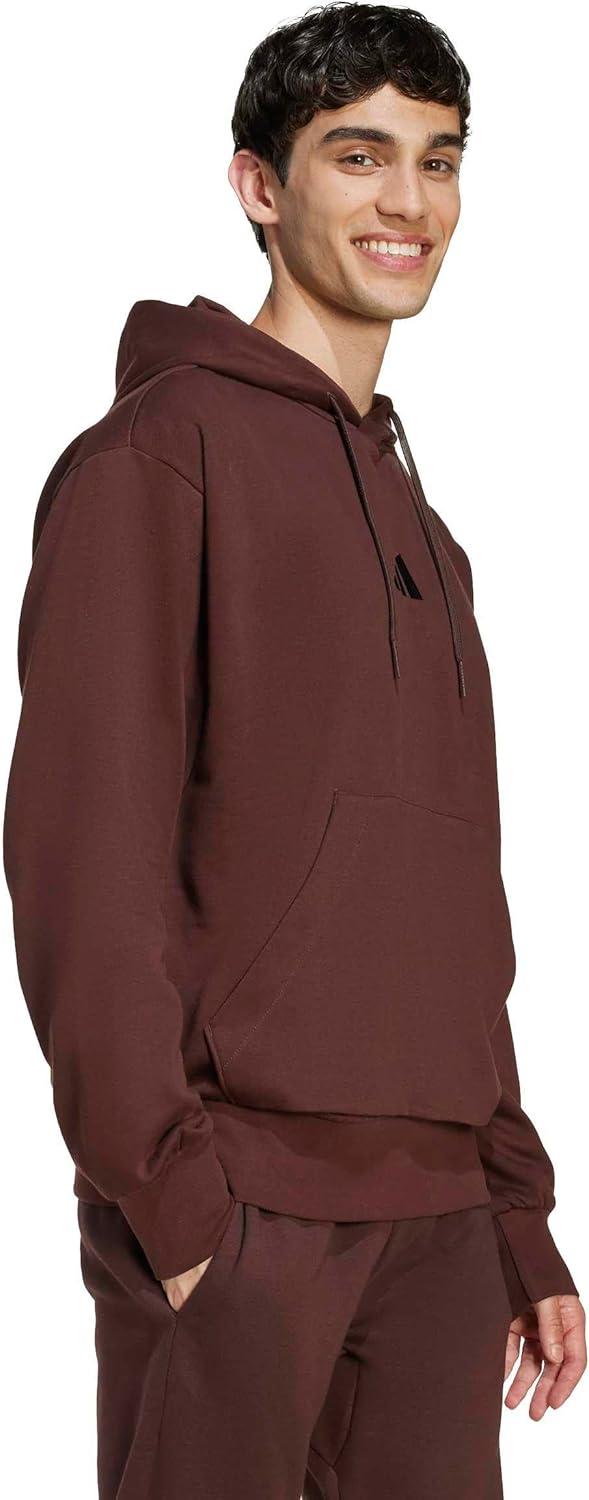 imageadidas Mens Essentials Feel Cozy Fleece Hoodie SweatshirtShadow BrownBlack