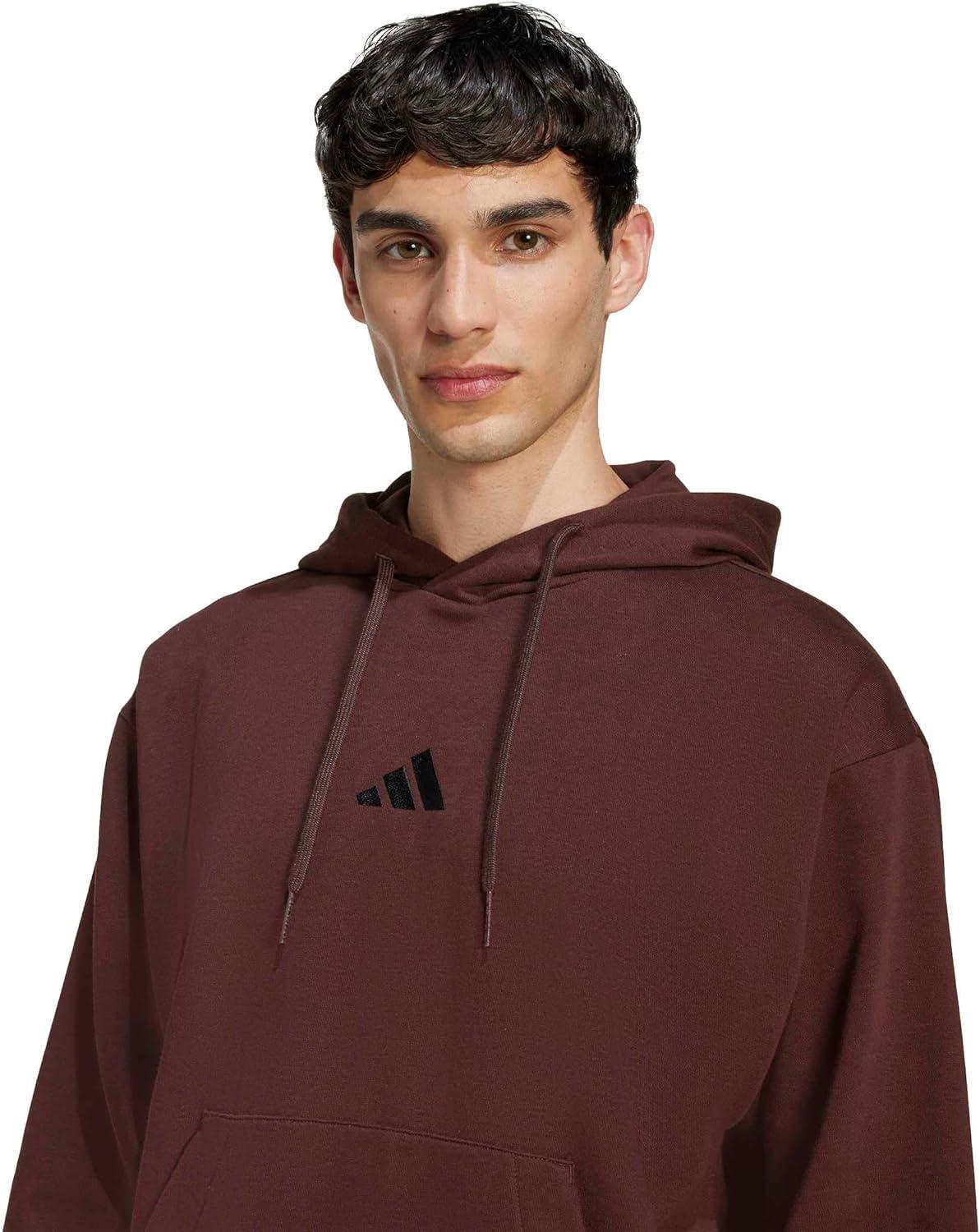 imageadidas Mens Essentials Feel Cozy Fleece Hoodie SweatshirtShadow BrownBlack