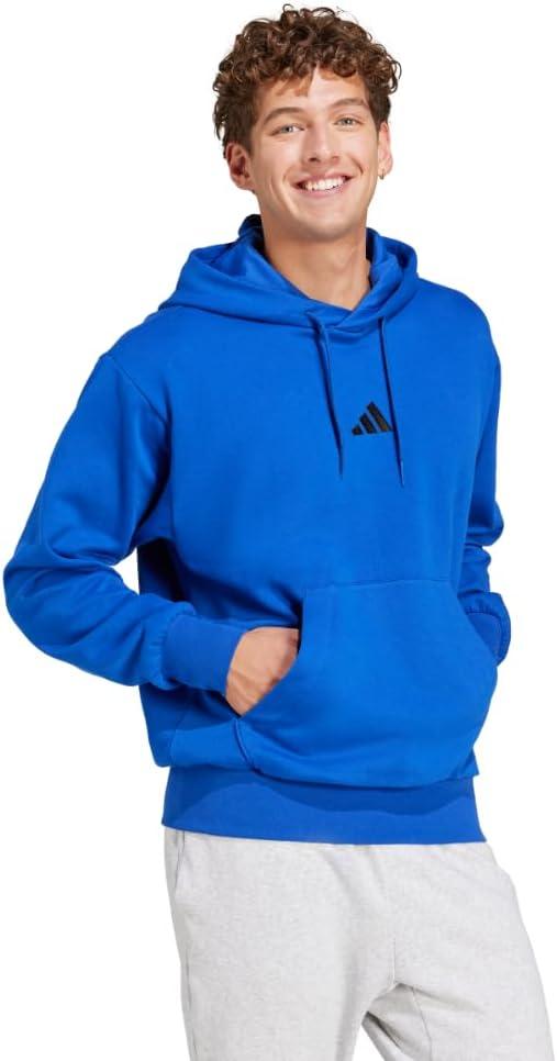 imageadidas Mens Essentials Feel Cozy Fleece Hoodie SweatshirtTeam Royal BlueBlack