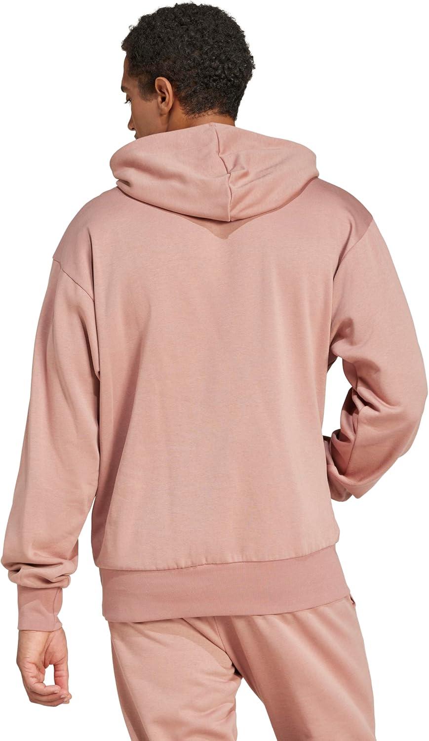 imageadidas Mens Essentials Feel Cozy Fleece Hoodie SweatshirtWarm ClayWhite
