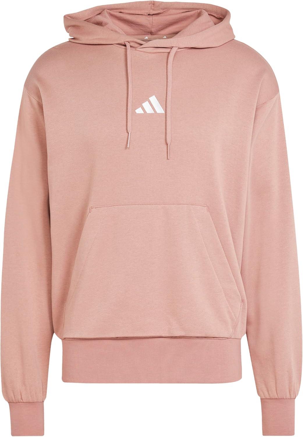 imageadidas Mens Essentials Feel Cozy Fleece Hoodie SweatshirtWarm ClayWhite