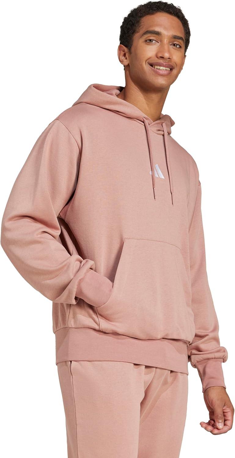 imageadidas Mens Essentials Feel Cozy Fleece Hoodie SweatshirtWarm ClayWhite