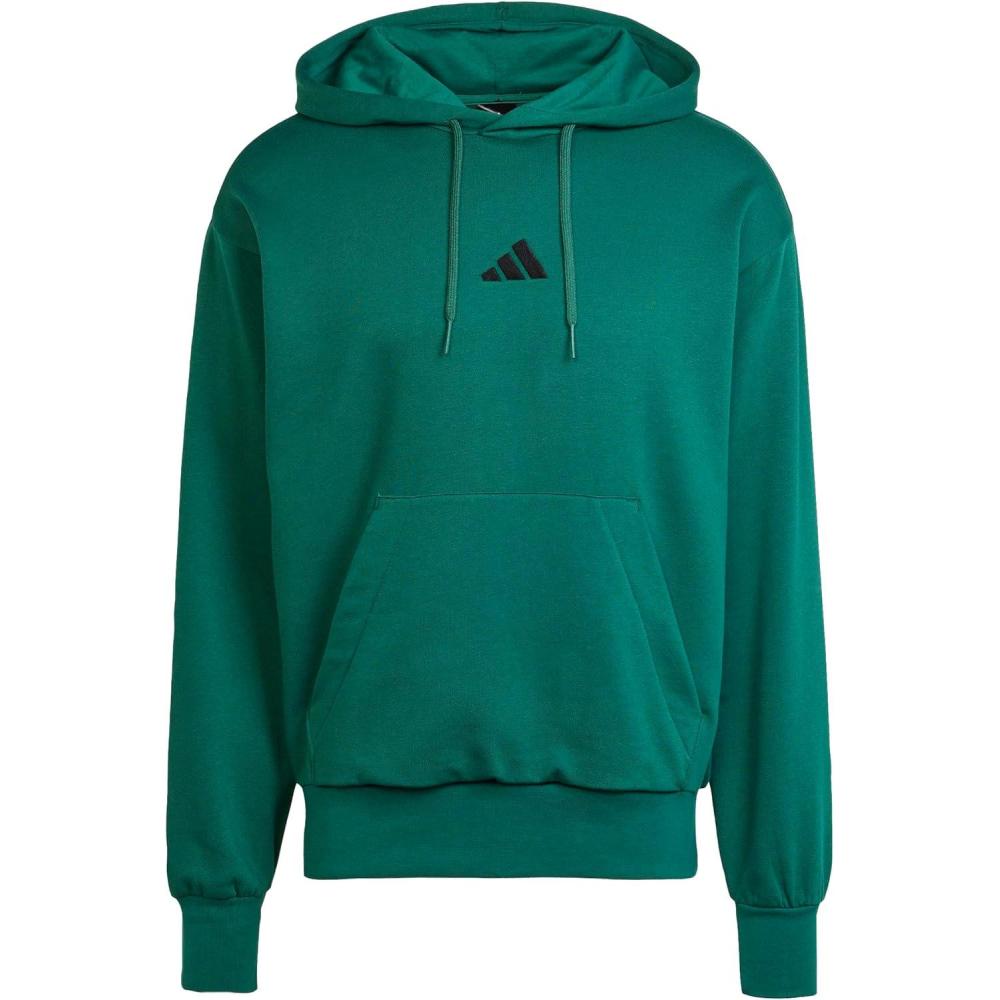 imageadidas Mens Essentials Feel Cozy Fleece Hoodie SweatshirtCollegiate GreenBlack