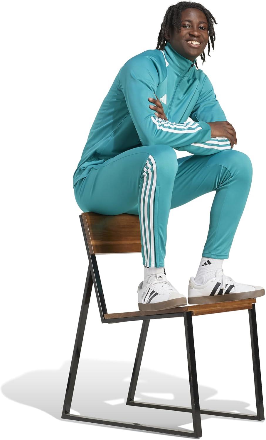 imageAdidas Mens Sereno Cut 3Stripes Slim Tapered PantsPure TealWhite