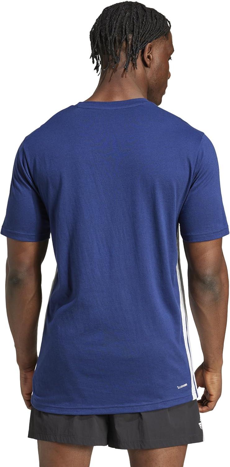 imageAdidas Mens Train Essentials Feelready 3Stripes TShirtDark Blue