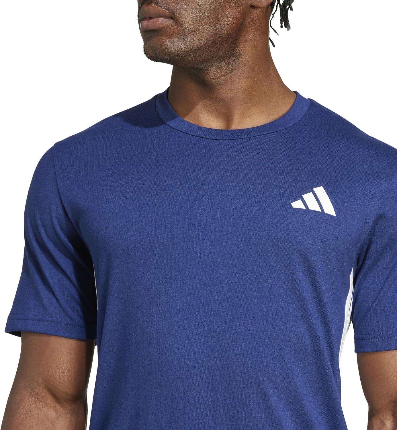 imageAdidas Mens Train Essentials Feelready 3Stripes TShirtDark Blue