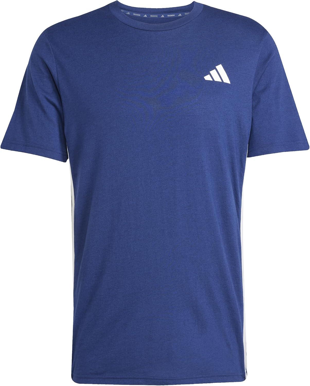 imageAdidas Mens Train Essentials Feelready 3Stripes TShirtDark Blue