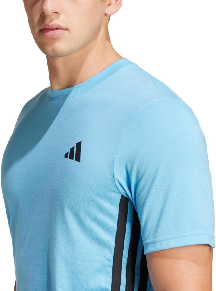 imageAdidas Mens Train Essentials Feelready 3Stripes TShirtSemi Blue Burst