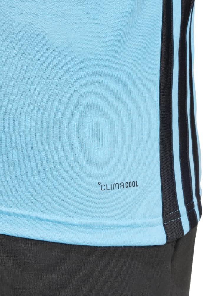imageAdidas Mens Train Essentials Feelready 3Stripes TShirtSemi Blue Burst