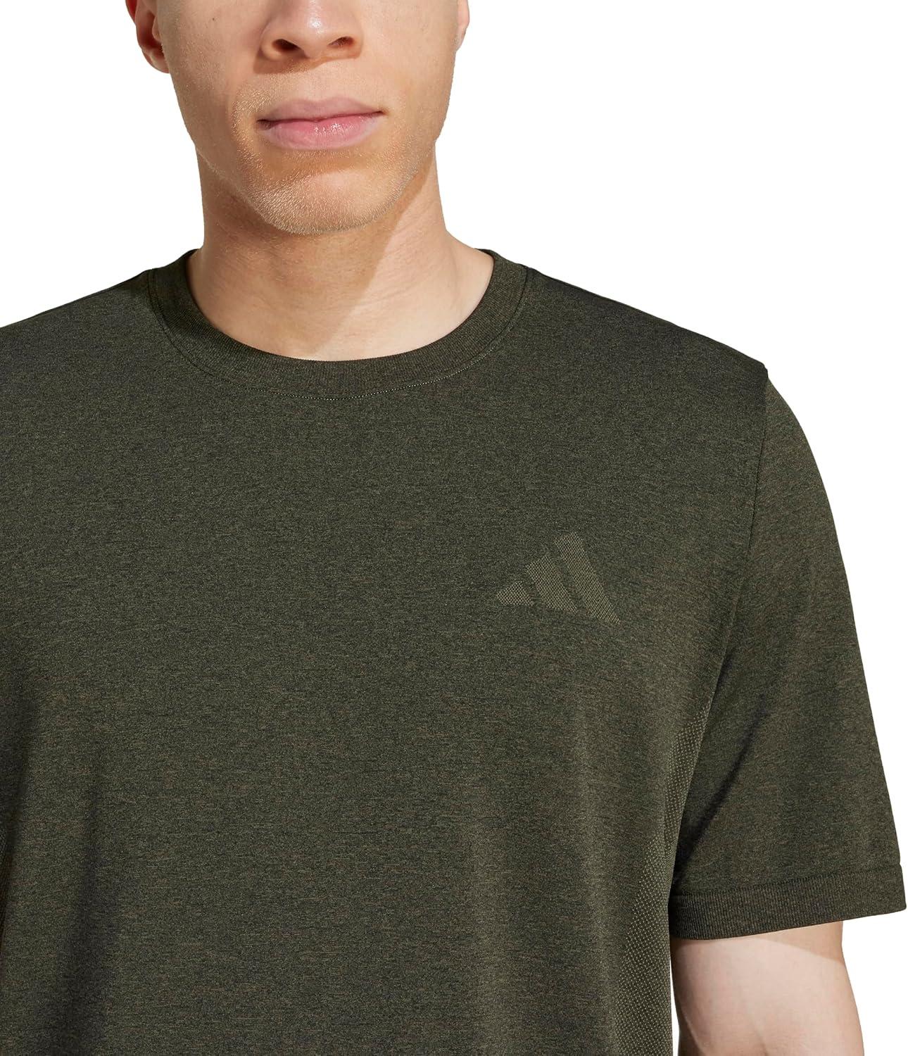 imageAdidas Mens Train Essentials Structure TShirtOlive StrataGrey