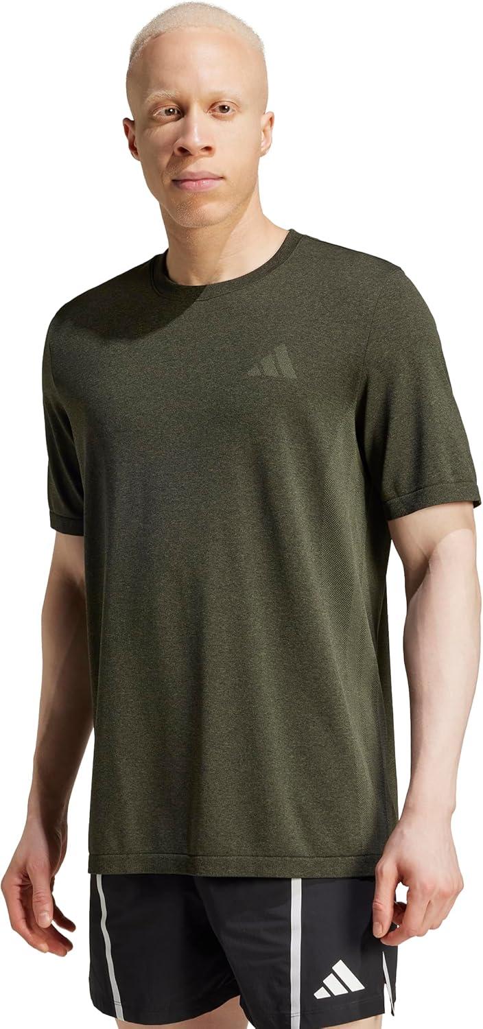 imageAdidas Mens Train Essentials Structure TShirtOlive StrataGrey