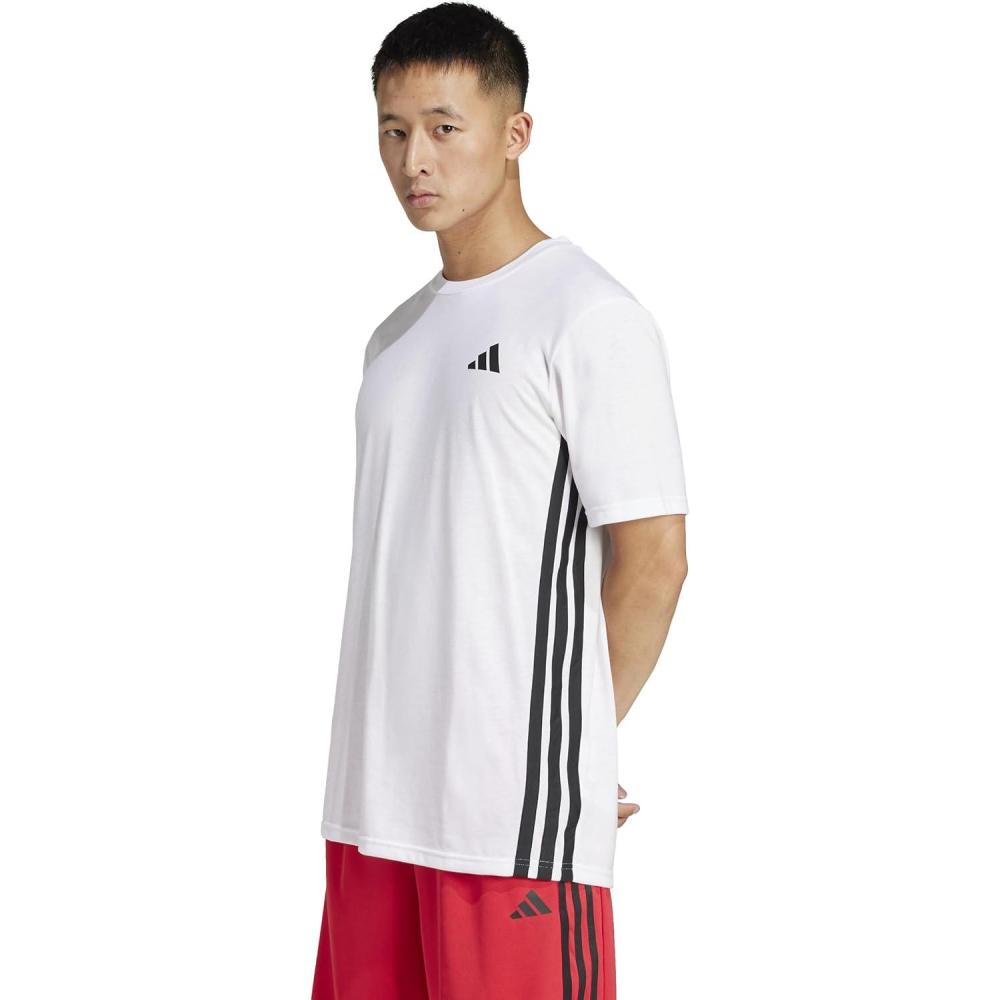 imageAdidas Mens Train Essentials Feelready 3Stripes TShirtWhite