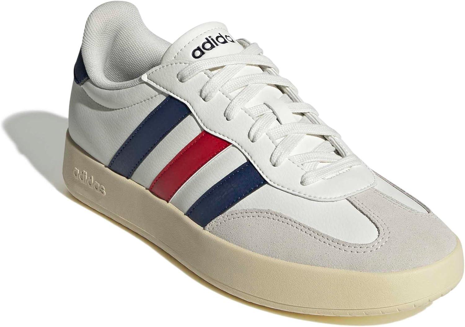 imageadidas Mens Barreda Fashion SneakersOff WhiteDark BlueBetter Scarlet