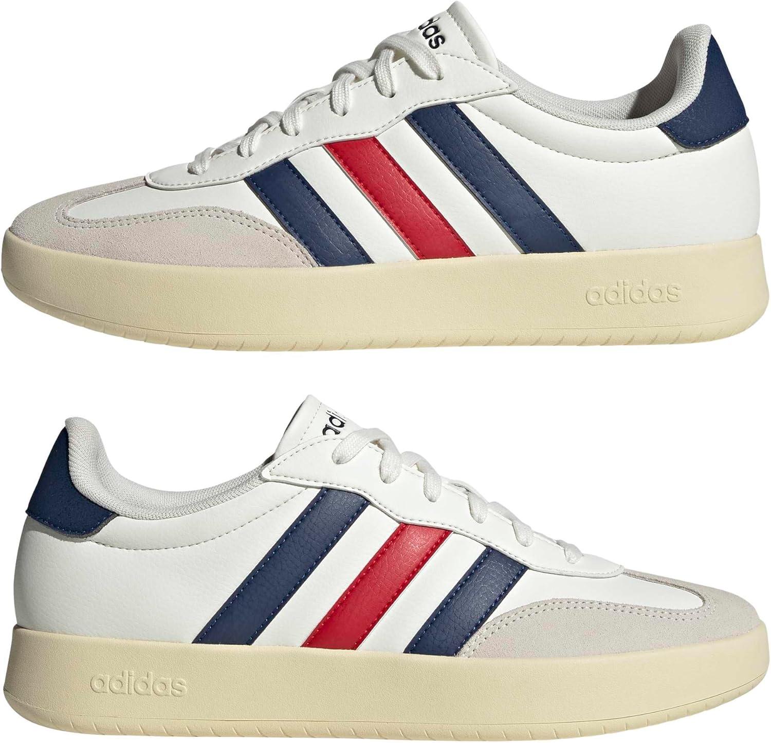 imageadidas Mens Barreda Fashion SneakersOff WhiteDark BlueBetter Scarlet
