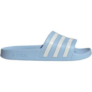 adidas womens Adilette Aqua(Glow Blue/Zero Metallic/Zero Metallic)