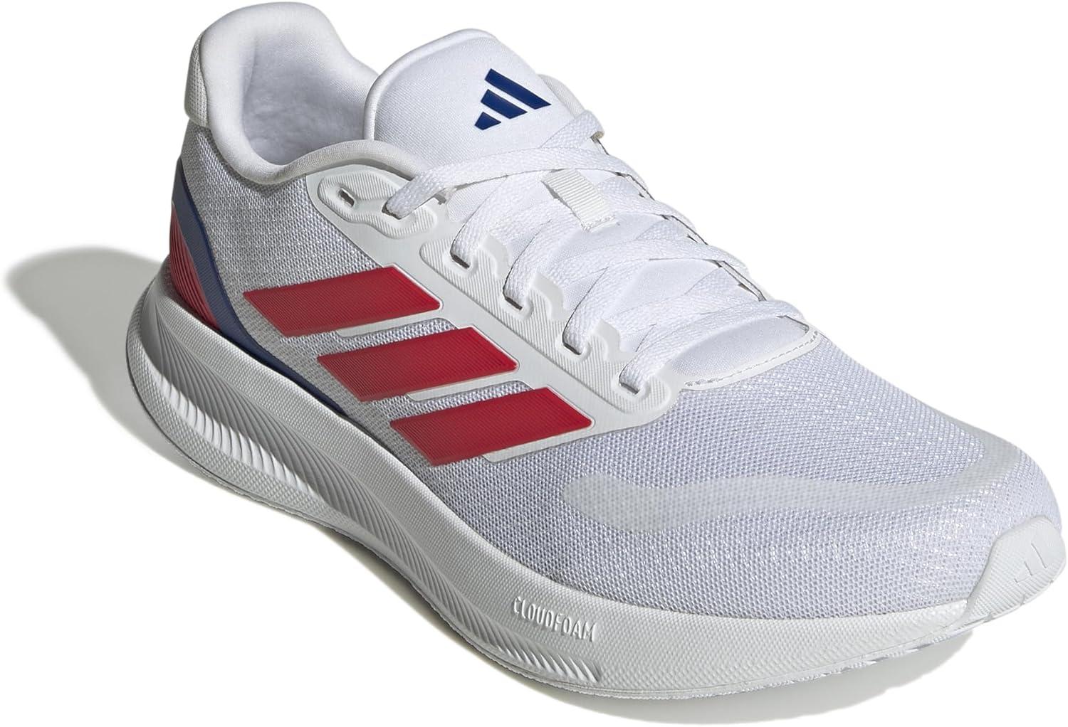 imageAdidas Mens Run Falcon 5WhiteSemi Lucid RedBlack