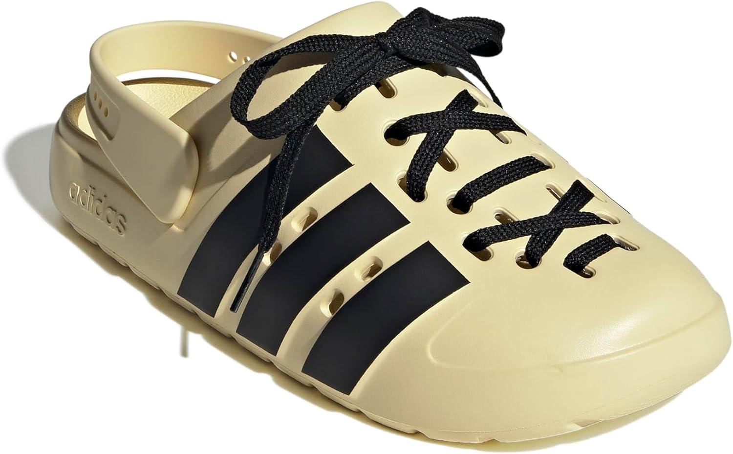 imageadidas Unisex Adult Adilette Clog 20 ClogsWarm VanillaBlackGold Metallic