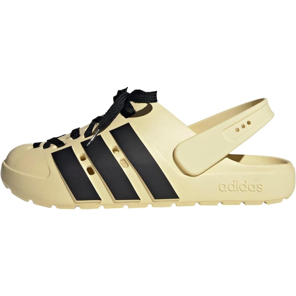 imageadidas Unisex Adult Adilette Clog 20 ClogsWarm VanillaBlackGold Metallic