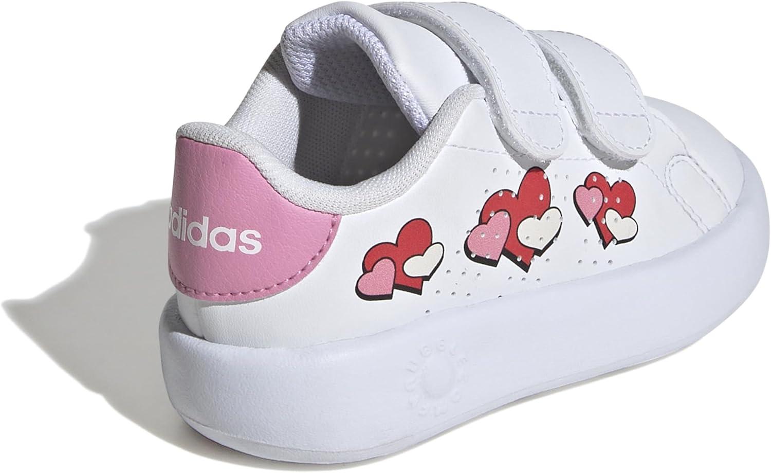 imageAdidas UnisexChild Advantage Base 20WhiteBliss PinkSemi Lucid Red
