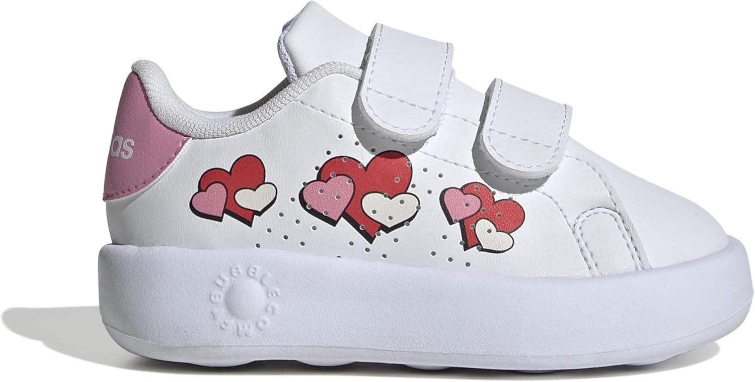 imageAdidas UnisexChild Advantage Base 20WhiteBliss PinkSemi Lucid Red