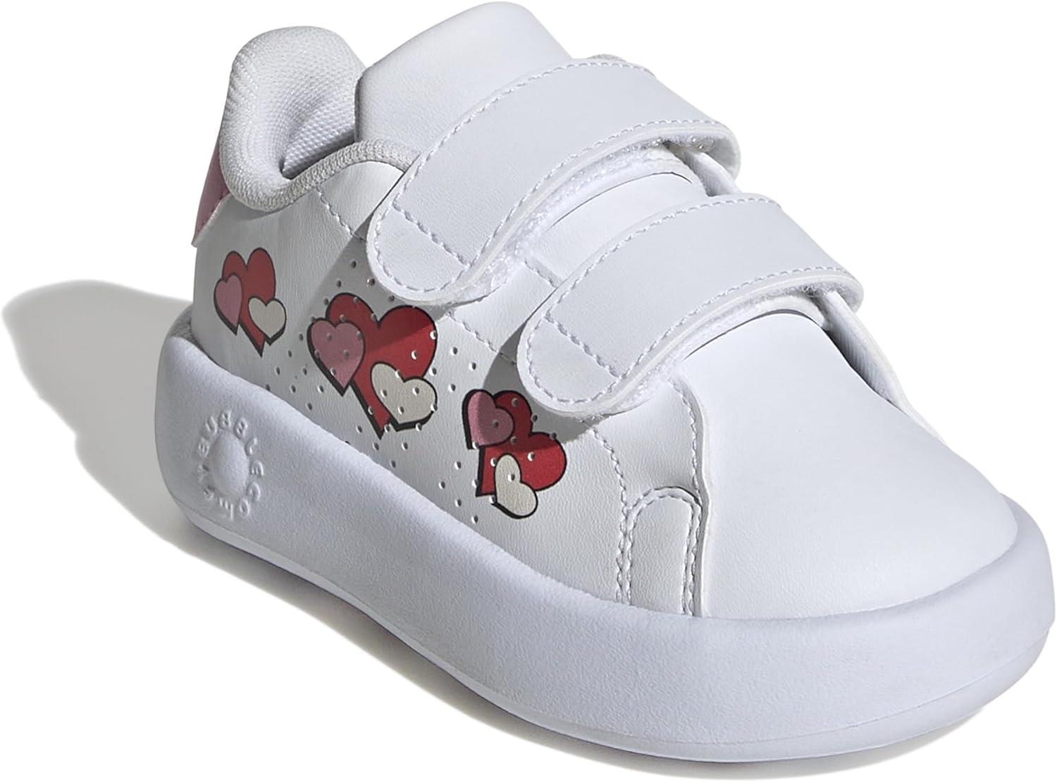 imageAdidas UnisexChild Advantage Base 20WhiteBliss PinkSemi Lucid Red
