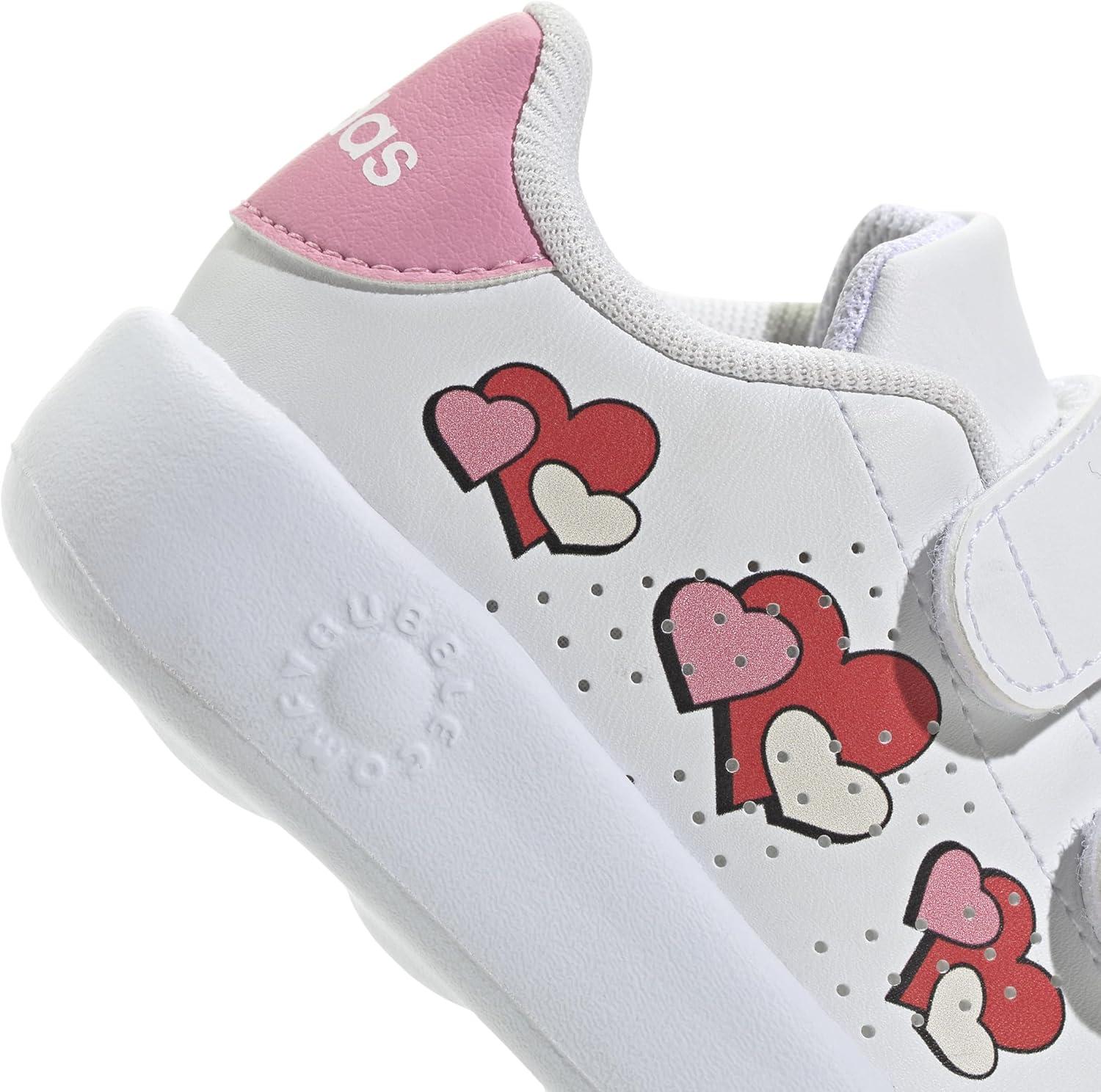 imageAdidas UnisexChild Advantage Base 20WhiteBliss PinkSemi Lucid Red