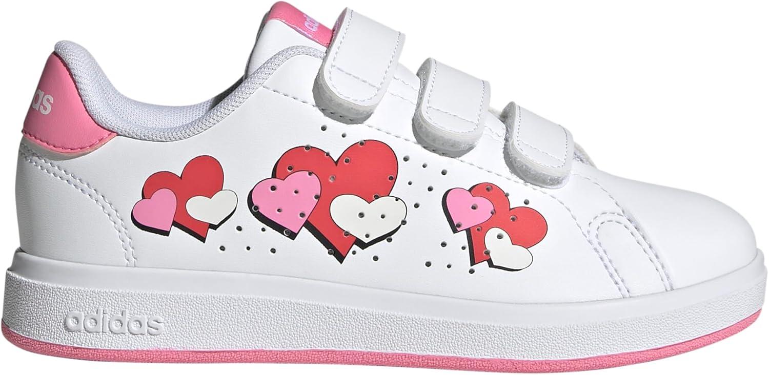 imageAdidas UnisexChild Advantage Base 20WhiteBliss PinkSemi Lucid Red