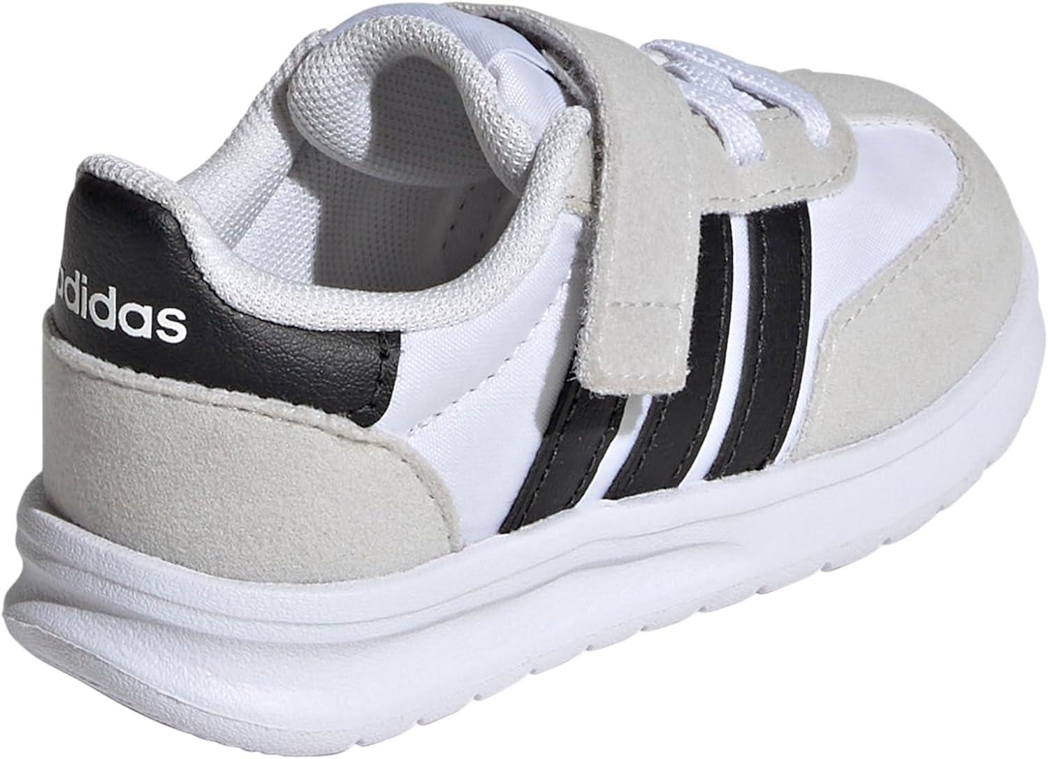 imageAdidas UnisexChild Run 70s 20 Elastic Lace ampamp StrapWhiteBlackGrey