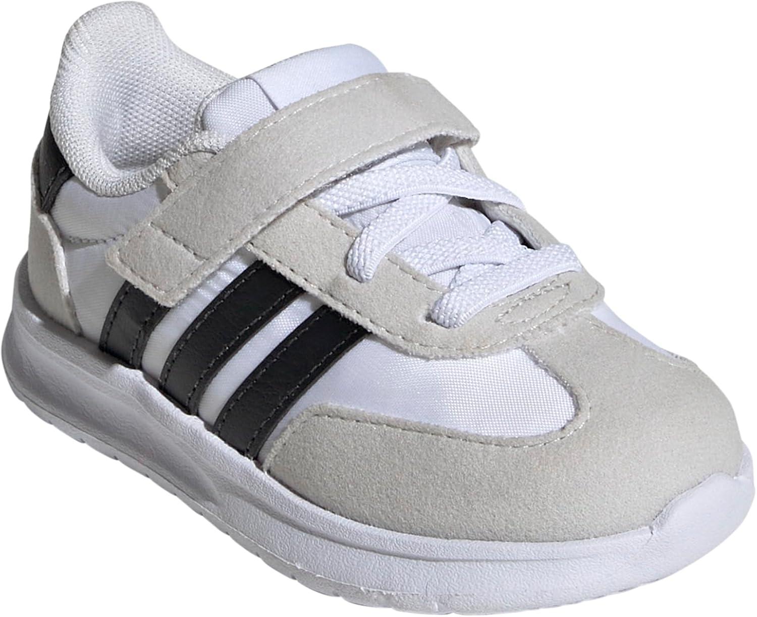 imageAdidas UnisexChild Run 70s 20 Elastic Lace ampamp StrapWhiteBlackGrey