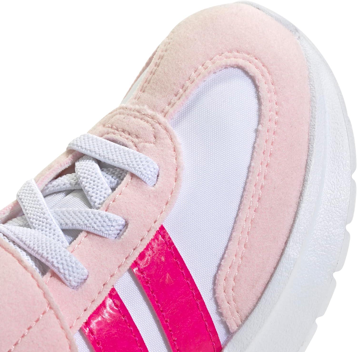 imageAdidas UnisexChild Run 70s 20 Elastic Lace ampamp StrapWhiteShock PinkClear Pink