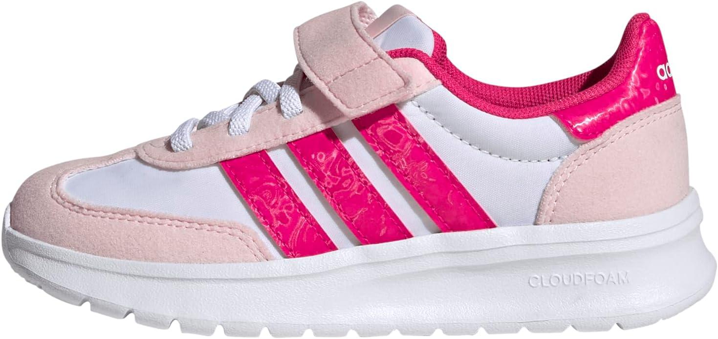imageAdidas UnisexChild Run 70s 20 Elastic Lace ampamp StrapWhiteShock PinkClear Pink