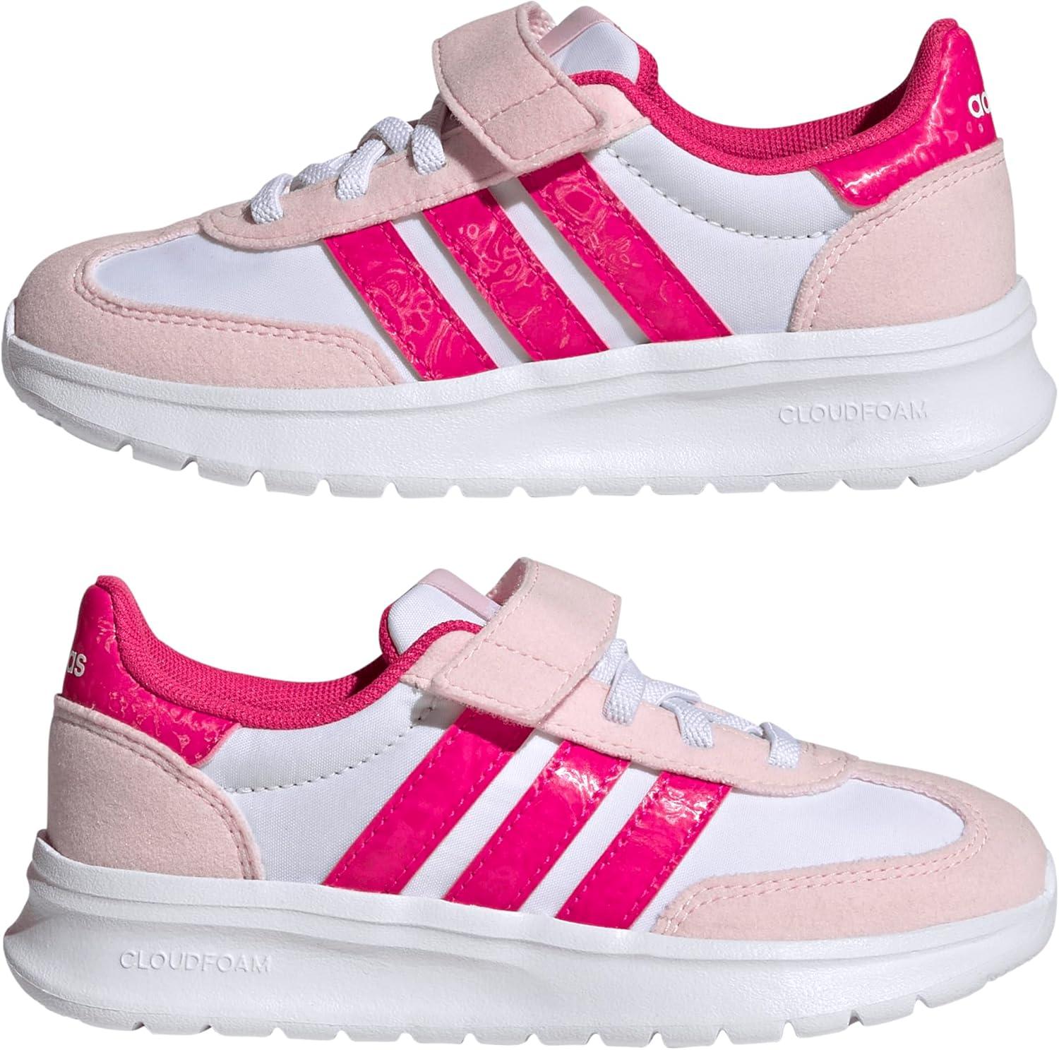 imageAdidas UnisexChild Run 70s 20 Elastic Lace ampamp StrapWhiteShock PinkClear Pink