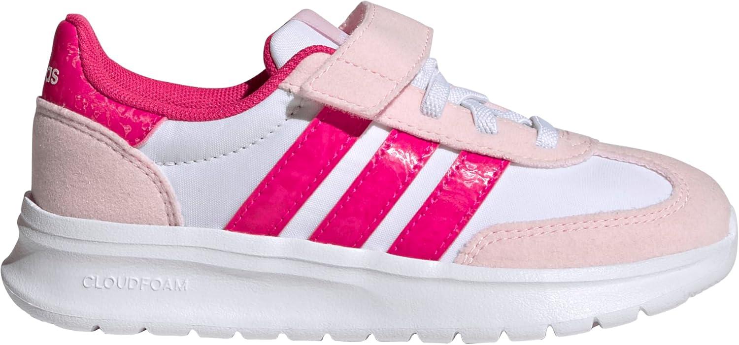 imageAdidas UnisexChild Run 70s 20 Elastic Lace ampamp StrapWhiteShock PinkClear Pink