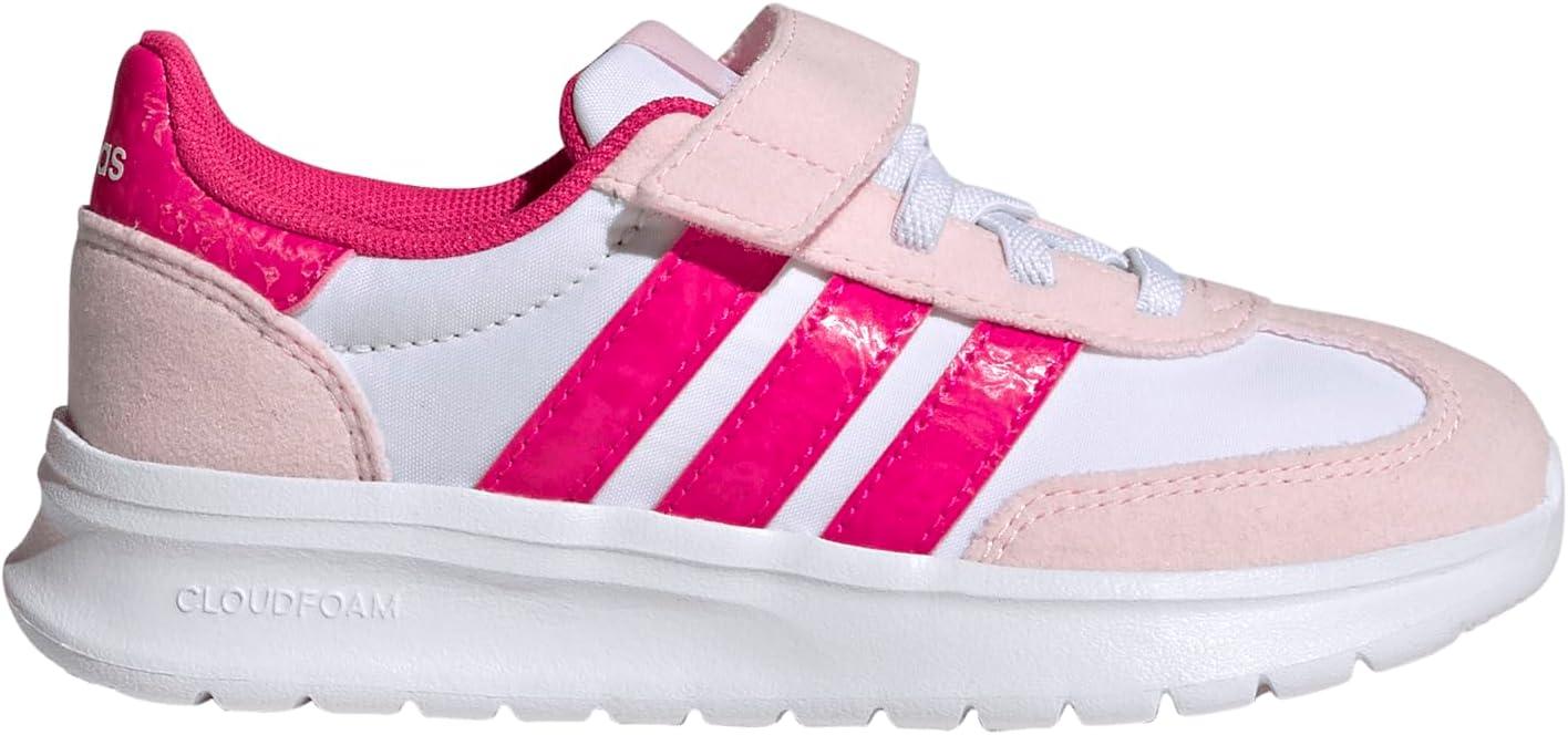 imageAdidas UnisexChild Run 70s 20 Elastic Lace ampamp StrapWhiteShock PinkClear Pink
