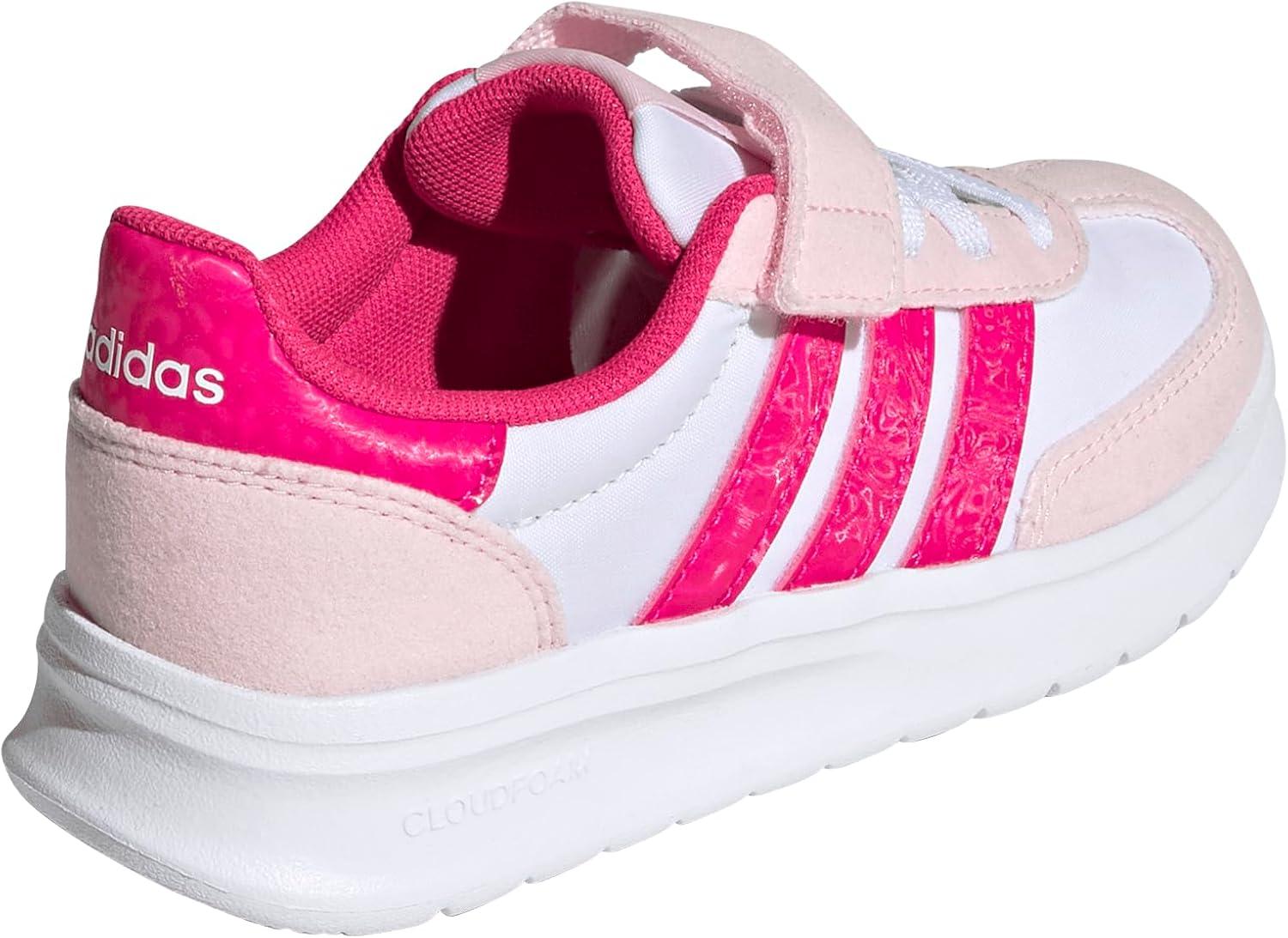 imageAdidas UnisexChild Run 70s 20 Elastic Lace ampamp StrapWhiteShock PinkClear Pink