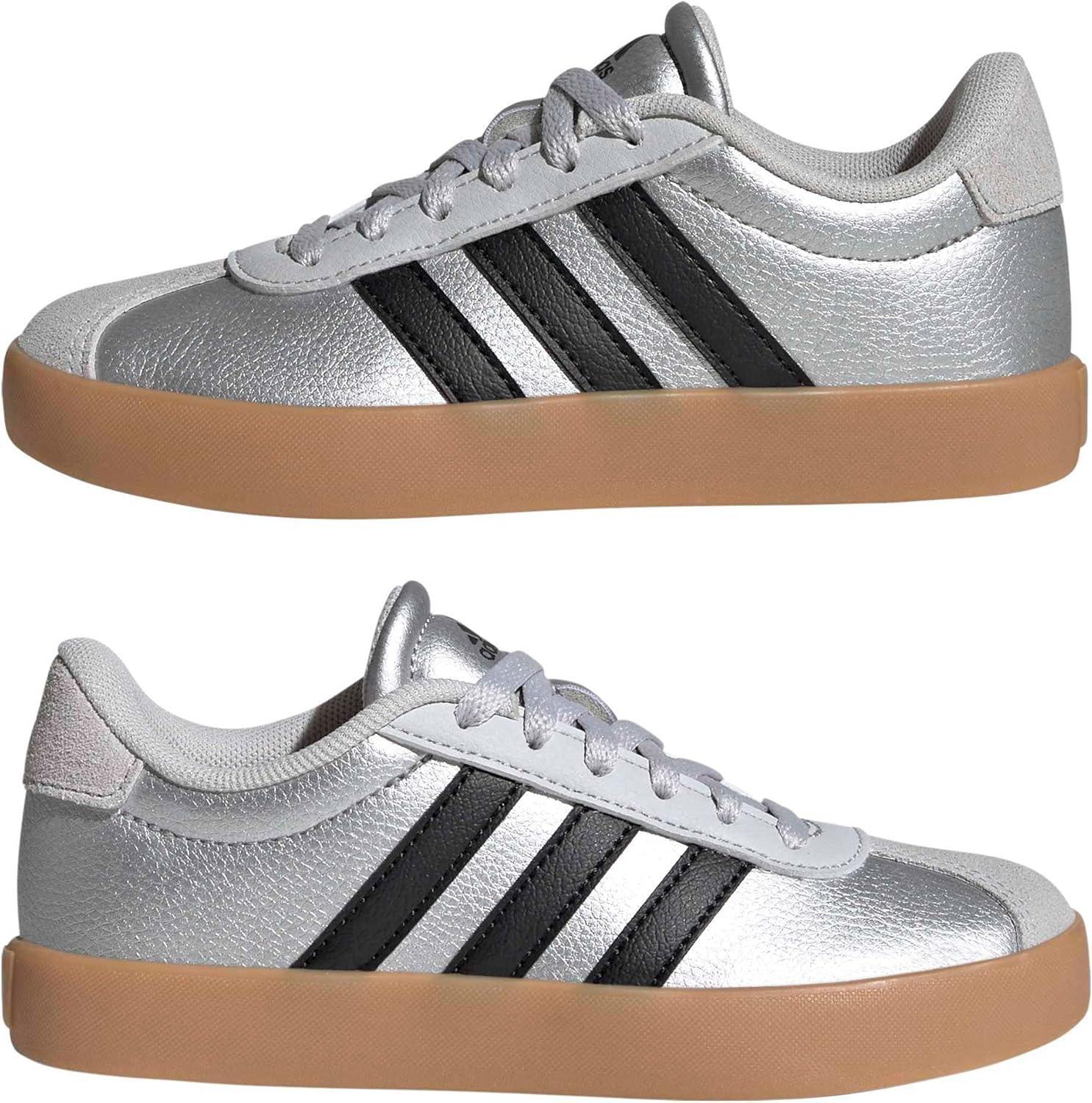 imageadidas Kids Vl Court 30 ShoesSilver MetallicBlackLgh Solid Grey