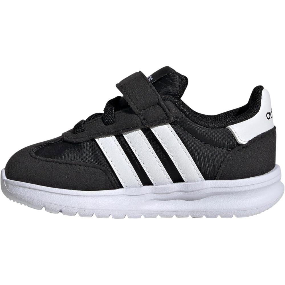 imageAdidas UnisexChild Run 70s 20 Elastic Lace ampamp StrapBlackWhiteBlack